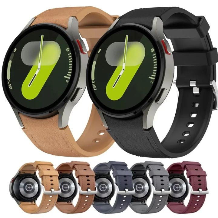 Soft Silicone+Leather Strap for Samsung Galaxy Watch 7 6 5 4 40mm 44mm Bracelet Wristband Watch 6 4 Classic 43/47mm 42/46mm Belt