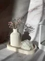 set of 3 (1 mini flowers vase +1 ovel tray +1 poney rose flower candle). 