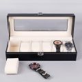 WELLZONE 2/3/4/5/6/10/12 Posistions Classic PU Leather Watch Display Box With Lock Dustproof  Watches Storage Case Collector. 