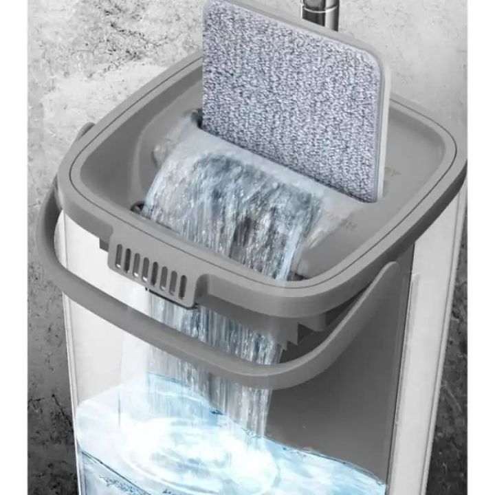 Scratch%20Flat%20Squeeze%20Bucket%20Mop%20System%20Cleaning%20Supplies%20with%202%20Reusable%20Pads-%20White%20-%20Image%204