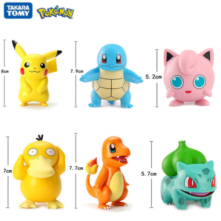 5-8cm Pokemon Anime Figure Pikachu Charmander Squirtle Bulbasaur Psyduck Cute Doll Pet Action Collect Model Birthday Toy