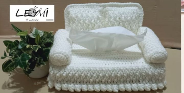 Handmade Crochet Sofa Tissue box Cover.