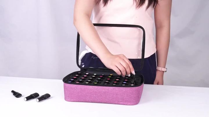 UOZL Nail Polish Organizer Backpack Holds 80 Bottles and a Nail Lamp Supplies with 2 Removable Cases Storage Bag Professional Tr
