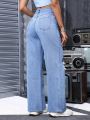 Women's High Waist Button Up Butterfly Print Jeans Fashion Casual Straight Pants for Women Spring Summer 2024 Chic Ripped Jeans. 