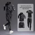 New Men's Sportswear 1-5Pcs Suit  All-Season Running Cycling Fitness Quick Drying Clothing Jogging Training Men's Track Suit Set. 