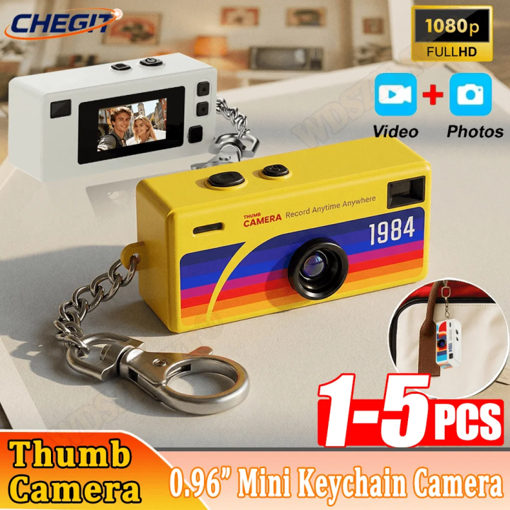 CHEGIT Hot Thumb Keychain Camera 0.96inch Mini Action Camera Retro Support Memory Card 1080P Very Small Camcorder Video Recorder