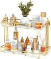 Iron Cosmetics Storage Rack Make-up Organizer Metal Frame Golden colour. 