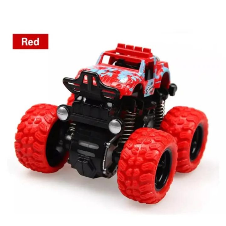Pull Back Speed OFF-ROAD Monster Trucks for kids 4 wheel drive (4WD) Friction Monster Truck Car with 360stunt for kids(Red And Sky Blue)