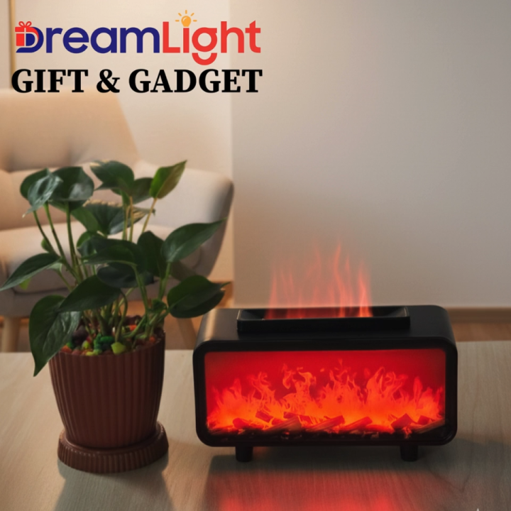 Fireplace Flame Humidifier Colorful Light Flame Essential Oil Diffuser