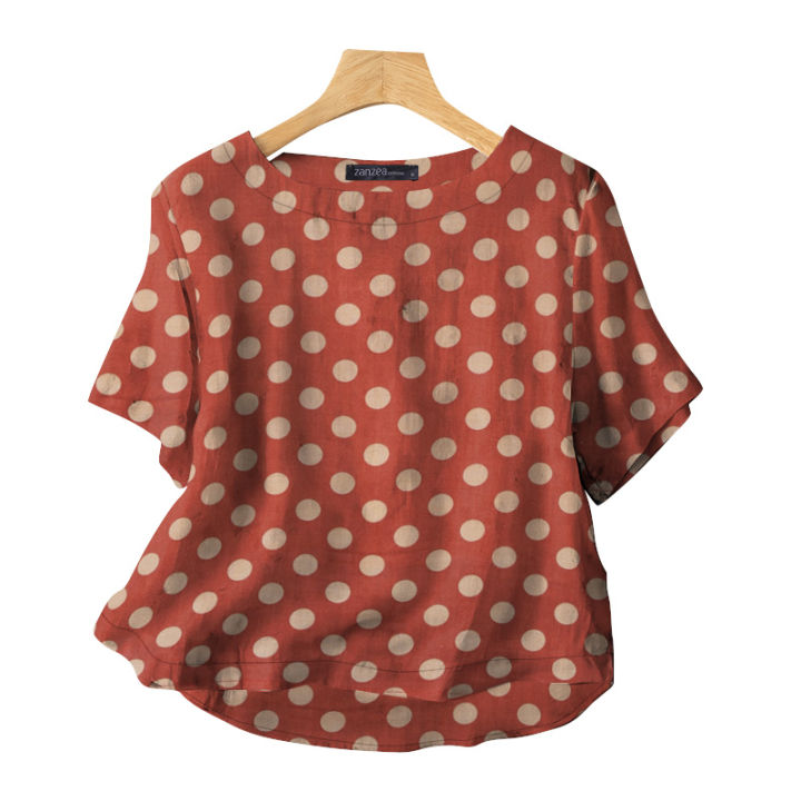 ZANZEA%20Casual%20Loose%20Polka%20Dot%20Blouses%20Women%202024%20Summer%20Half%20Sleeve%20O%20Neck%20Blusas%20Mujer%20Holiday%20Fashion%20Everyday%20Shirt%20Tops%20-%20Image%207