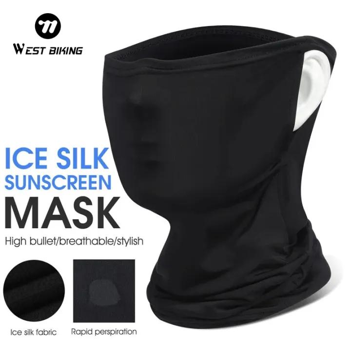 WEST BIKING Breathable Summer Cycling Headwear Ice Silk Anti UV Face Cover Outdoor Sport Running Scarf Dustproof Men Women Mask