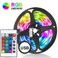 Led USB Strip Light 5M Color Changing 5050 RGB LED Flexible Lights with 24 Keys for Children Gaming Room Home Party TV Backlight. 