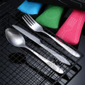 4Pcs/3Pcs Set Dinnerware Portable Printed Knifes Fork Spoon Stainless Steel Family Camping Steak Cutlery Tableware with Bag.