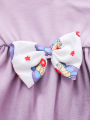Baby Girl Spring Autumn Casual Butterfly Purple Top Floral Pants Two-Piece Set Infant Clothing Outfit. 