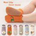 6 Pairs Kids Cotton Socks Cartoon Animal Pattern Non-Slip Floor Socks for Girls Boys Toddler Comfortable Breathable Baby Socks.