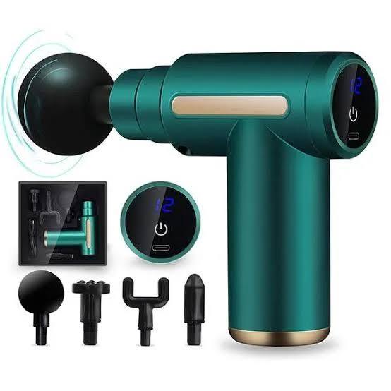 Rechargeable Massage Gun – 6 Speed with 4 Heads & LED Display” “Deep ...