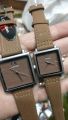 brown square watch pair of 2 leather strap fine quality. 