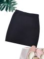 European and American Spring, Summer and Autumn Solid Color Casual Pleated Skirt. 