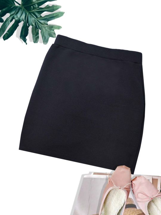 European and American Spring, Summer and Autumn Solid Color Casual Pleated Skirt