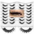 GROINNEYA Lashes 5/7 Pairs Wispy Mink Lashes Invisible Band Eyeashes Look Like Extensions Strip Lashes Natural Look Soft Fluffy. 