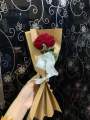 Handmade crochet rose with complementary khaaki wrapping/ crochet rose. 