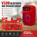V109 Bluetooth Box Speaker Circuit 5V Audio Circuit Board With WiresBluetooth Compatible Module Amplifier Board FM Radio 3W~5W DIYModule With Battery Charging Port Micro USB.