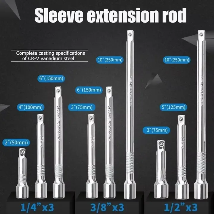 1/4"%203/8"%201/2"%20Drive%20Extension%20Set%20Socket%20Ratchet%20Wrench%20Extension%20Bar,50/100/150/250mm%20Ratchet%20Wrench%20Socket%20Extender%20Hand%20Tool%20-%20Image%205