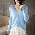 2025 new V-Neck Temperament Small Fragrance Women's Knitted Sweater Coat Special Cardigan ZHI D035. 