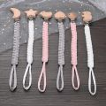 New Crochet Cotton Baby Pacifier Chain Moon Heart Beech Wood Clip For Handmade Baby Nipple Soother Chain Teething Toy. 