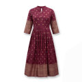 Womens High Quality Long Kurti Afsan Print China Linen Fabric.