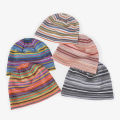 Trendy Boho Style Breathable Knitted Beanie Striped Openwork Summer Hat Soft Comfort Stylish For Outdoor Women And Girls. 