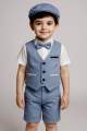 baby boys 5pcs half party dress set ( half shirt , half pant , vest/koti, bow tie and cap). 