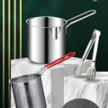 304 Stainless Steel Deep Fryer with Frying Basket Multifunction Small Pot Kitchen Specific Frying Chicken and Other Cooking Tool. 