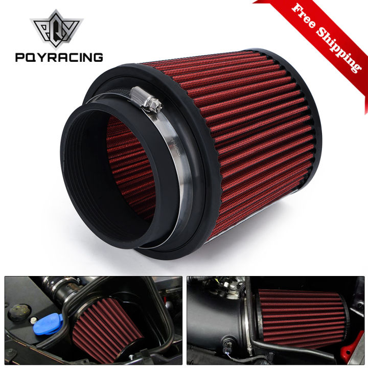 Neck 4" 100mm Universal Car High Flow Cold Air Intake Air Filter Power Intake Air Inlet System Mushroom Head Air Cleaner Red