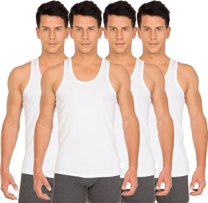 Buy COMFIT Men’s (Gents) 4 PIECES COMBO PACK 100% Cotton Vest in White ...
