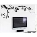 Corner Flower Wall Sticker Black Floral DIY Wall Decor For Living Room. 