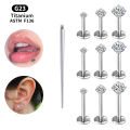 3 PCS ASTM-F136 G23 Titanium Steel Labret Lip Piercing Men Women Round CZ Crystal Ear Cartilage Helix Piercings 6/8/10MM. 