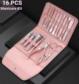 16pcs/set Nail Cutter Set Stainless Steel Nail Clippers Set With Folding Bag Manicure Cutter Kits Scissors Makeup Beauty Tool. 