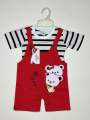 Cute Baby Romper Set 6 Months – 3 Years | White & Black Striped T-Shirt + Black , Red , Yellow , Orange , Turquoise Romper with Bear Print | Infant Outfit for Daily Wear, Birthday, Party & Outdoor.