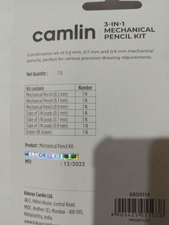 3%20In%20One%20Camlin%20Mechanical%20pencil%200.5/0.7/0.9%20Mm%20Lid%20Support%20With%20Lid%20&%20Eraser%20%7C%20Camlin%203%20In%201%20Mechanical%20Pencil%20Kit%20-%20Image%203