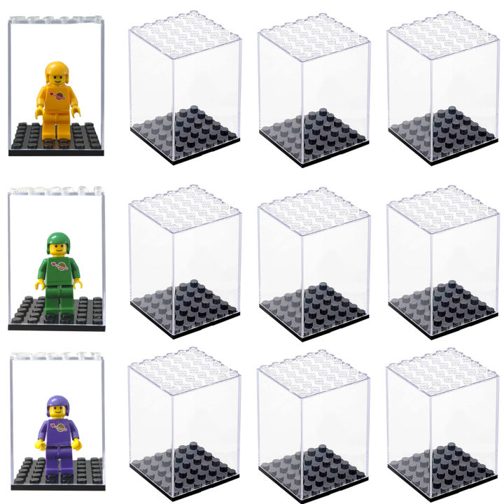 4-32pcs Minifigure Display Case Acrylic Display Box Stackable Building Blocks Storage Case for Figurines Toys and Collectibles