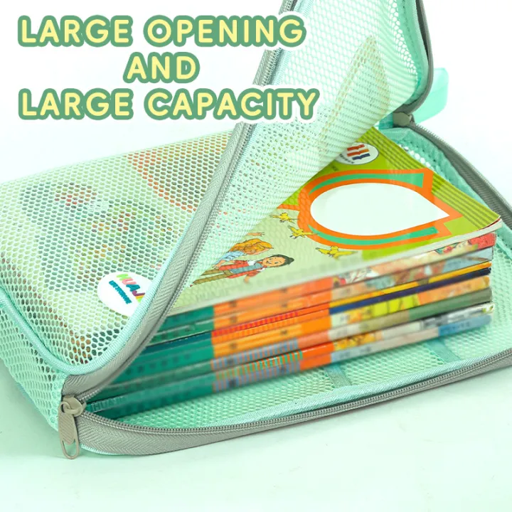 HUAJIE%20L-Shaped%20Large%20Opening%20Mesh%20File%20Bag,%20Multi-Layer%20Zipper,%20Transparent%20Exam%20Paper%20Folder,%20Portable%20Storage%20for%20Students%20-%20Image%203