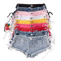616#New American retro  low waist ultra short women's jeans, denim shorts, bar performance clothing, hot pants. 