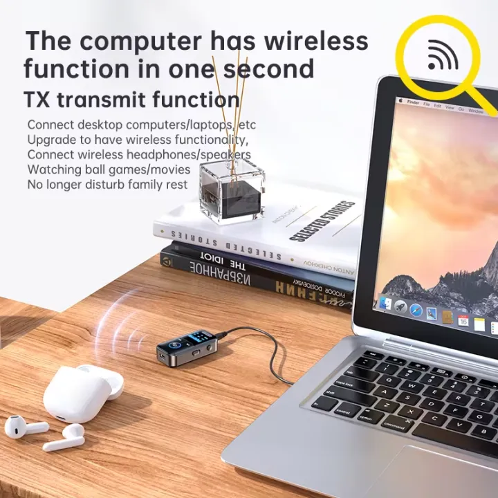 Bluetooth%205.4%20Receiver%20Transmitter%203.5mm%20AUX%20Audio%20Receiver%20Support%20TF%20Card%20Wireless%20Audio%20Adapter%20With%20Mic%20LED%20Digital%20Display%20-%20Image%204