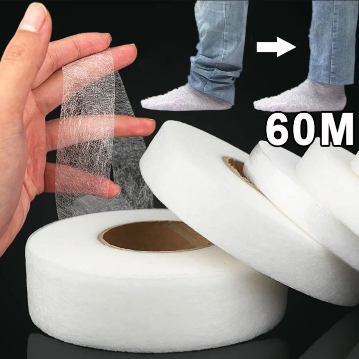 Durable 60M Interlining Adhesive Tape Non-woven DIY Sewing Interlining Double-sided Sewing Tool for Shorten Repair Pants