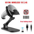 JRHC Wireless Barcode Scanner 1D Laser Handheld Bar Code Reader with Stand 2.4G Wireless USB Wired Connection Plug and Play. 