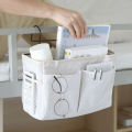 Multifunctional Bedside Sofa Hanging Storage Bag, Fabric Hanging Basket Bedside Shelves for Dormitory and Apartment Storage.