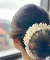 Mogra Gajra Hair Accessories for Women & Girls - Hair Flower Bun Artificial Fake Gajra Scrunchies Rubber Band to Wear on Wedding. 