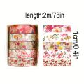 5 Rolls of Boxed Romantic Flower Handbook Tape, Cute DIY Fresh Decorative Washi Tape for Students, a Must-Have  for Students. 