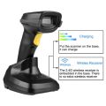 1d 2d Wireless Barcode Scanner with Charging Base Qr Code Handheld Barcode Reader Wireless or Bluetooth Bar Scanner. 